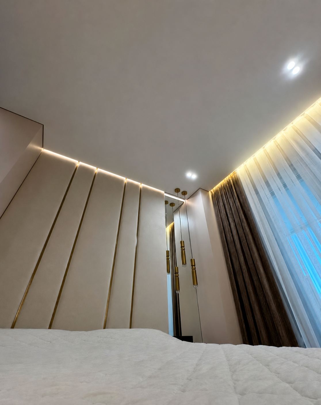 Bedroom · A soft glow framing the window and headboard