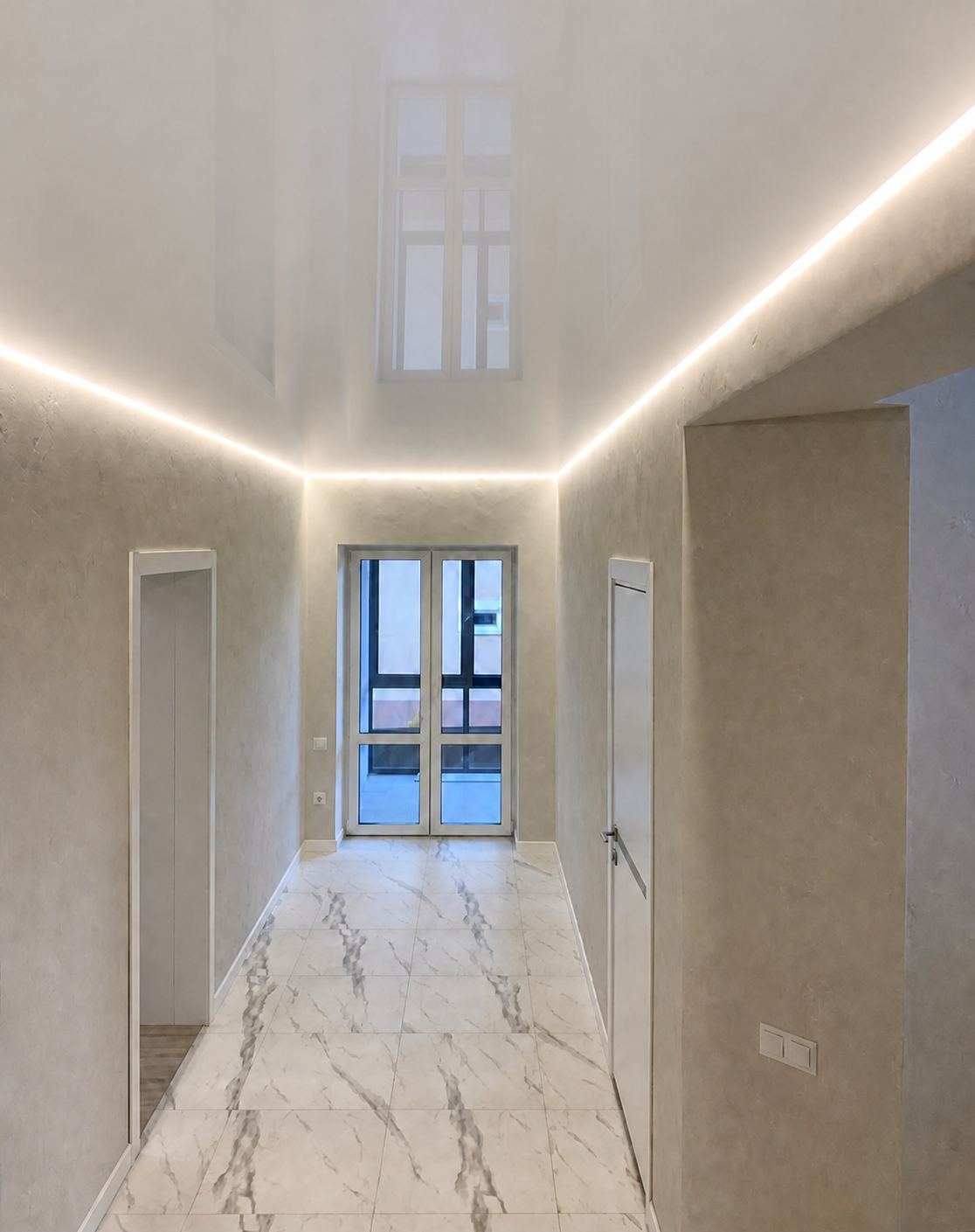 The edge-lit channel wrapping a corner