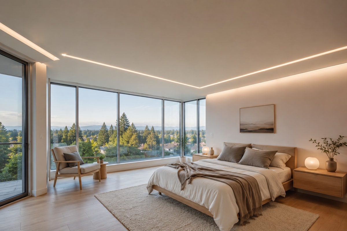 Light lines ceiling Richmond master suite