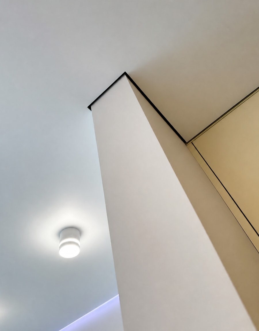 A recessed column edge, lit from within